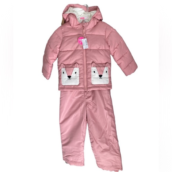 NWT CHILDRENS PLACE 5T 2piece snow suit set pink fox 🦊 winter jacket - Picture 5 of 9